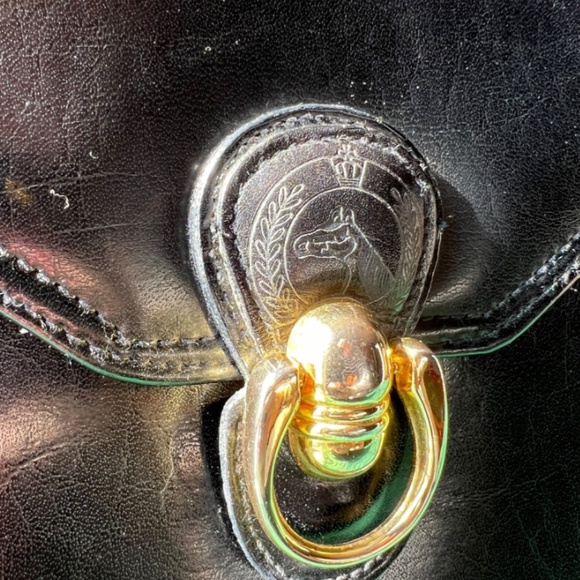 Black Leather Briefcase with Horse Head Closure - Picture 2 of 9